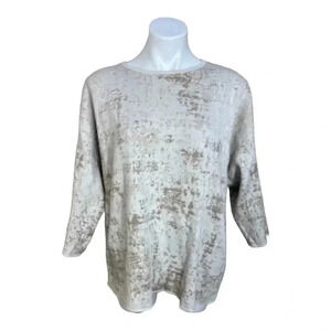 Pure J Jill Jacquard Kimono Sweater 3/4 Sleeves oversized Organic Cotton size M